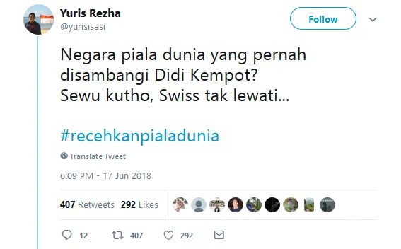20 Tagar #RecehkanPialaDunia ini Mungkin Bisa Sedikit Obati Kecewa Karena Jagoanmu Kalah. Kocaklah~ 38