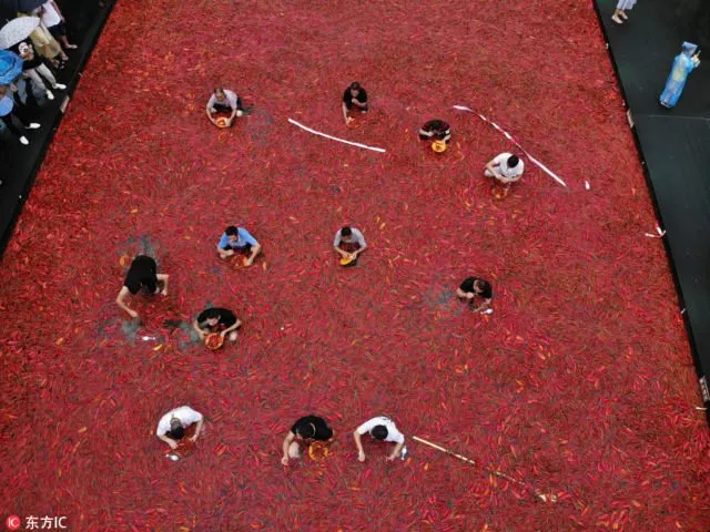8 Potret Keseruan Lomba Makan Cabai di Cina. Sampai Pakai Berendam di Lautan Cabai Segala 9