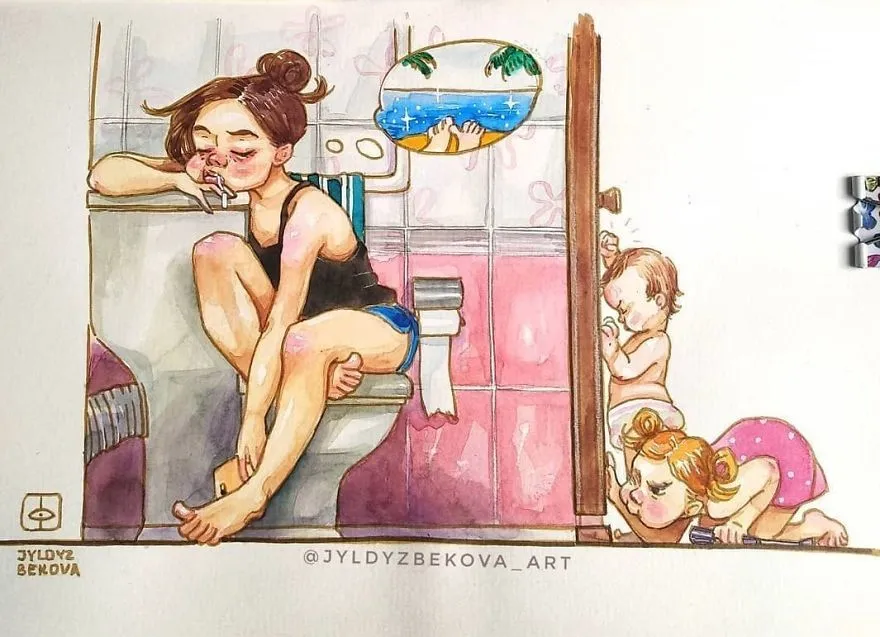 9 Ilustrasi Lucu Ibu Rumah Tangga Kalau Punya Dua Anak yang Usianya Deketan. Jadi Gemes Sendiri! 18