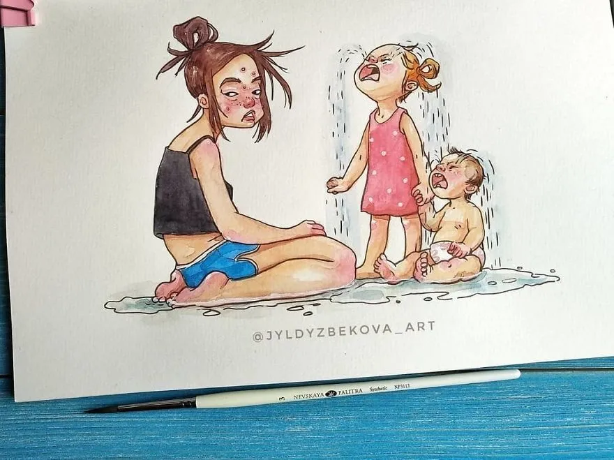 9 Ilustrasi Lucu Ibu Rumah Tangga Kalau Punya Dua Anak yang Usianya Deketan. Jadi Gemes Sendiri! 14