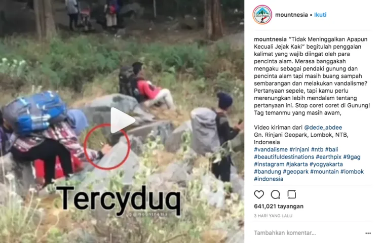 Seorang Pendaki Melakukan Vandalisme di Gunung Rinjani. Wah Norak Banget Sih Pendaki Ini ya! 4