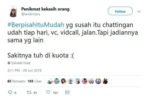15 Tweet dari Warganet yang Buktiin Bahwa Berpisah itu Mudah. Ini nih, yang Jauh Lebih Susah~ 30