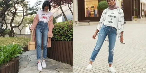 10+ Ide OOTD Celana Boyfriend ala Cewek Korea