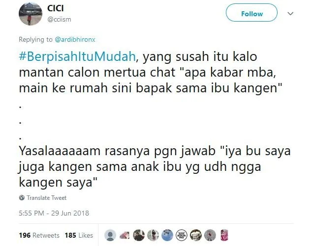 15 Tweet dari Warganet yang Buktiin Bahwa Berpisah itu Mudah. Ini nih, yang Jauh Lebih Susah~ 21