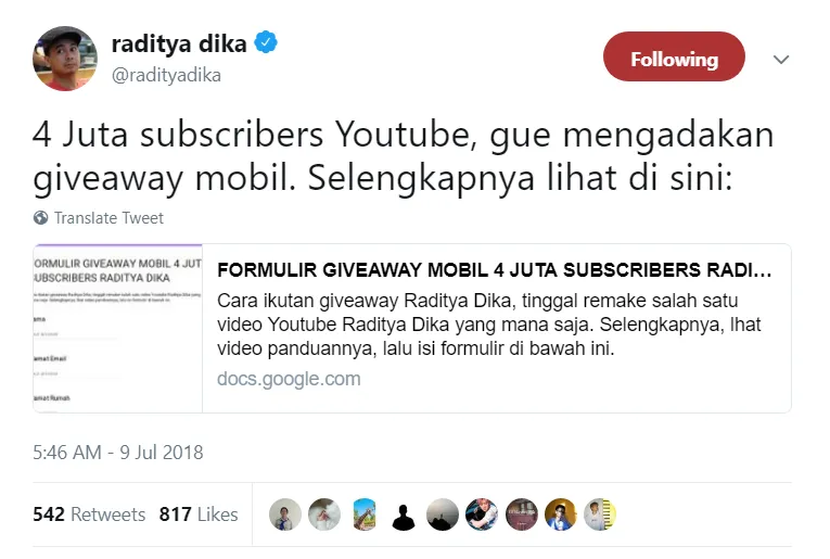 Banyak Fans Kritik Giveaway Mobil yang Diadakan Raditya Dika. Nggak Ada Salahnya buat Berhati-Hati 6