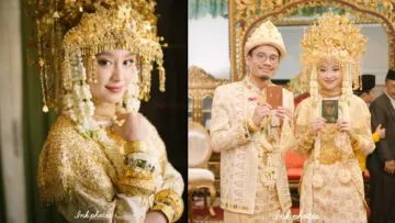 Pesta Pernikahan Gitasav Mengenakan Busana Adat Palembang. Tampak Anggun dalam Ketradisionalan
