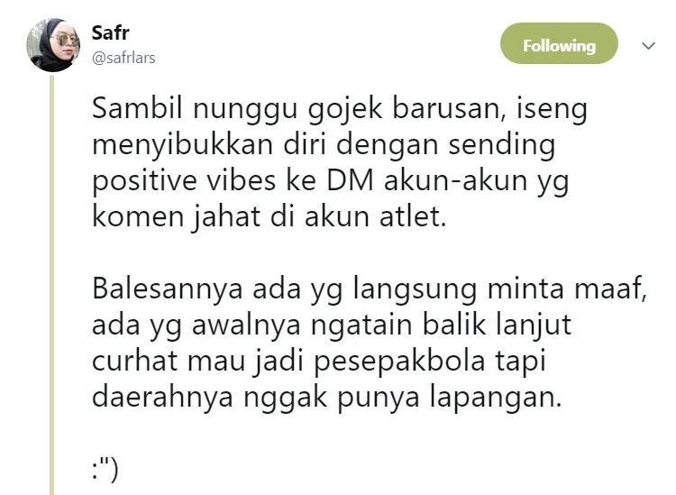 Lewat DM, Cewek ini Tegur Banyak Warganet yang Komentar Negatif pada Ginting. Harus Didukung nih! 6