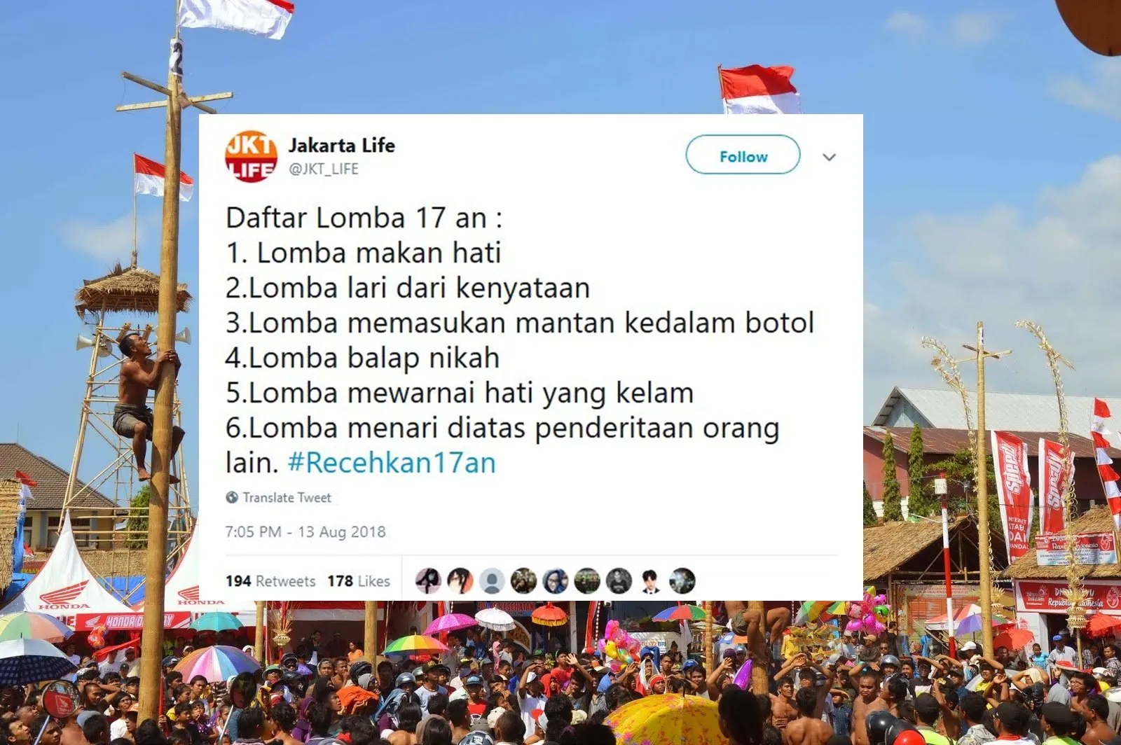 Ikut Semarakkan 17 Agustus, Warganet Malah Ngejokes Receh Pakai Tagar #Recehkan17an. Kocak Abis! 27