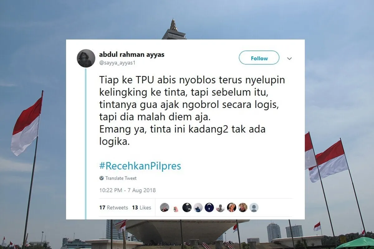 16 Tweet #RecehkanPilpres ini Jadi Obat Pereda Tensi Tinggi Saat Warganet Ngomongin Politik. Woles~ 30