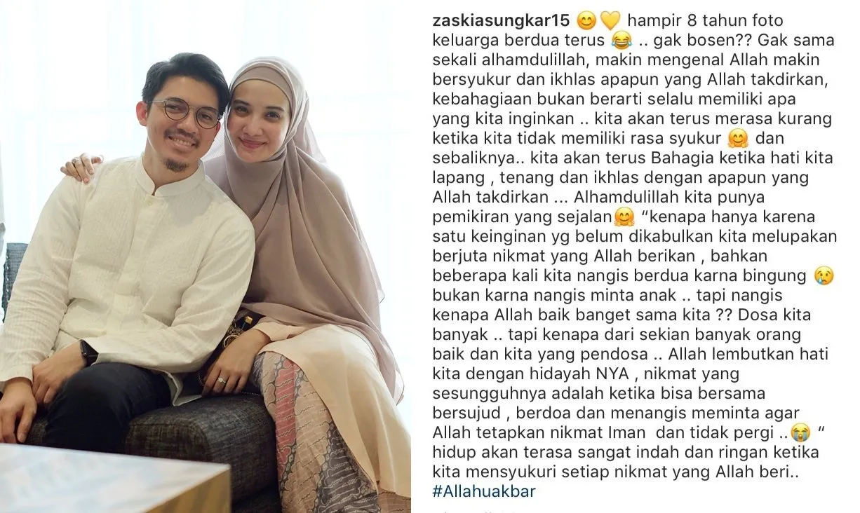 8 Tahun Menikah dan Belum Punya Anak, Tulisan Zaskia Sungkar ini Bikin Kita Lebih Mensyukuri HIdup 4