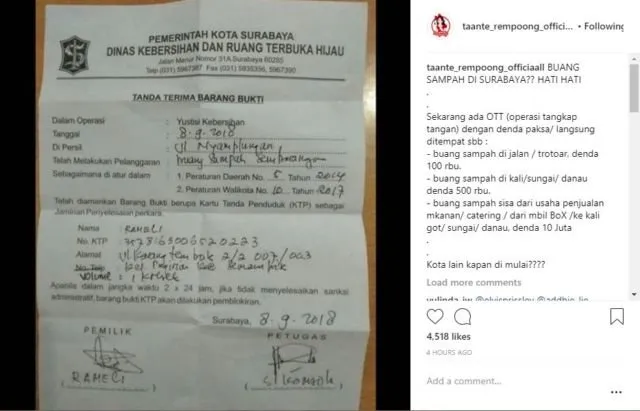 Bukan Cuma Kasus Korupsi, Kota Surabaya Kini Laksanakan OTT Bagi yang Buang Sampah Sembarangan! 6