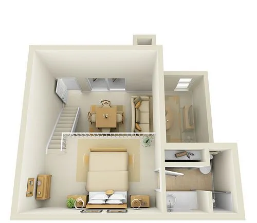 Ide Denah Rumah Paviliun Minimalis 1 Kamar, Cocok buat Pengantin Baru 20