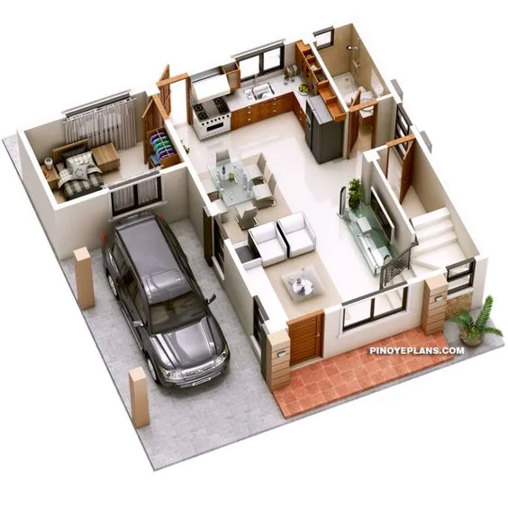 Ide Denah Rumah Paviliun Minimalis 1 Kamar, Cocok buat Pengantin Baru 18