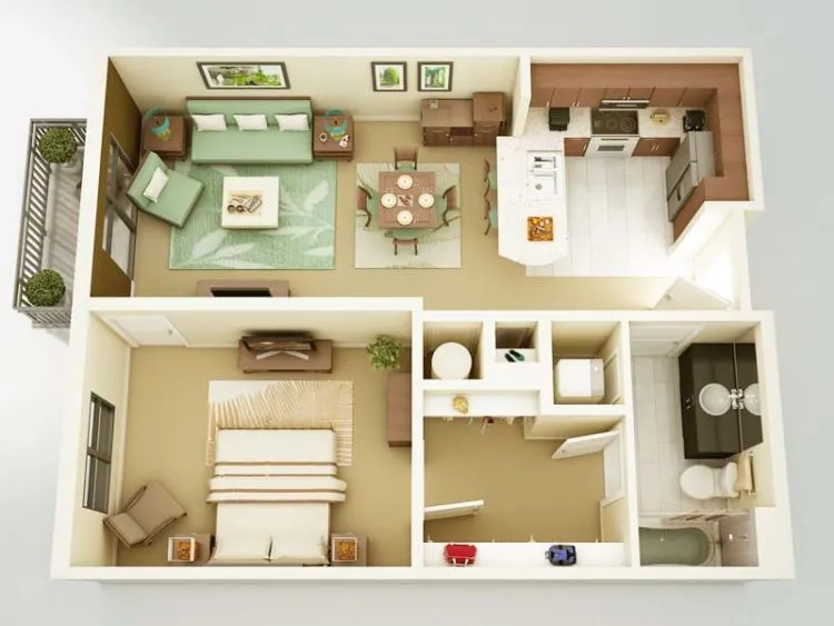 Ide Denah Rumah Paviliun Minimalis 1 Kamar, Cocok buat Pengantin Baru 14