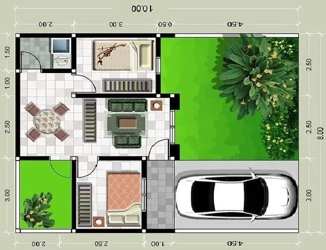 Ide Denah Rumah Paviliun Minimalis 1 Kamar, Cocok buat Pengantin Baru 16