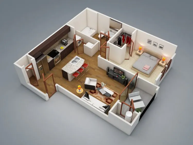 Ide Denah Rumah Paviliun Minimalis 1 Kamar, Cocok buat Pengantin Baru 21