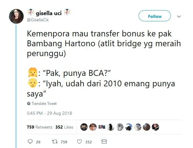 13 Tweet Kocak Warganet Saat Bambang Hartono Dapat Bonus Asian Games. Remah Rengginang! 19
