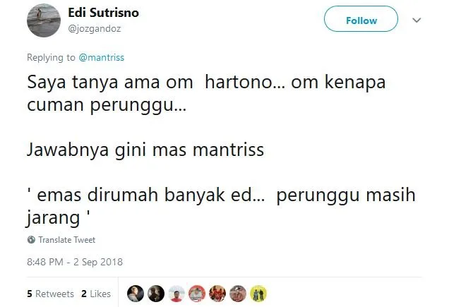 13 Tweet Kocak Warganet Saat Bambang Hartono Dapat Bonus Asian Games. Remah Rengginang! 24