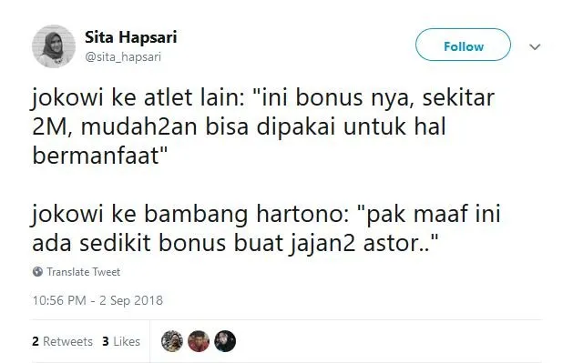 13 Tweet Kocak Warganet Saat Bambang Hartono Dapat Bonus Asian Games. Remah Rengginang! 26