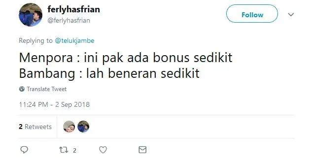 13 Tweet Kocak Warganet Saat Bambang Hartono Dapat Bonus Asian Games. Remah Rengginang! 15