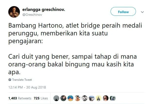 13 Tweet Kocak Warganet Saat Bambang Hartono Dapat Bonus Asian Games. Remah Rengginang! 18
