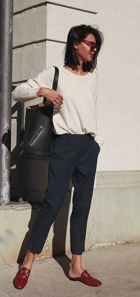 10+ Inspirasi Busana Kuliah dan Kerja dengan Cigarette Pants. Solusi Tampil Formal Tanpa Rok Span 12