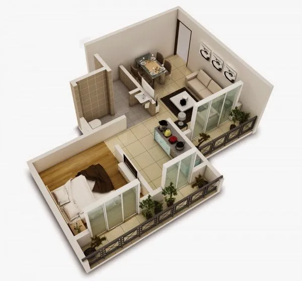 Ide Denah Rumah Paviliun Minimalis 1 Kamar, Cocok buat Pengantin Baru 19
