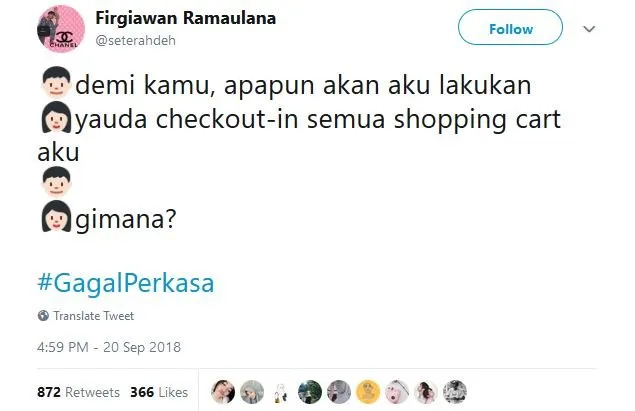 20 Tweet #GagalPerkasa ini Bakal Bikin Kamu Hati-Hati buat Deketin Gebetan. Jangan Sampai Kejadian! 24