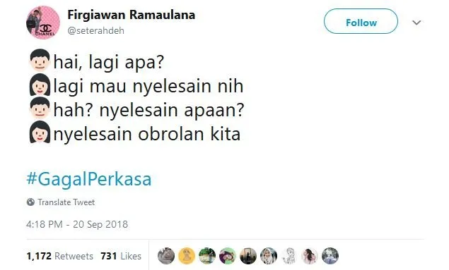 20 Tweet #GagalPerkasa ini Bakal Bikin Kamu Hati-Hati buat Deketin Gebetan. Jangan Sampai Kejadian! 34
