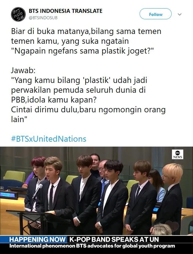 Idola Mereka Sering Dihina 'Plastik', Fans K-Pop Kini Bisa Tampar Balik Haters Lewat Pidato BTS di PBB 3