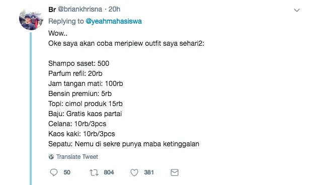 Nggak Mau Kalah sama Anak Horang Kayah, inilah 18 Review Outfit Ala Warganet Twitter. Irit, Beb~ 31