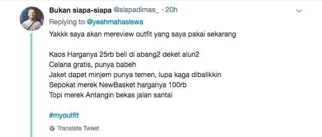 Nggak Mau Kalah sama Anak Horang Kayah, inilah 18 Review Outfit Ala Warganet Twitter. Irit, Beb~ 24