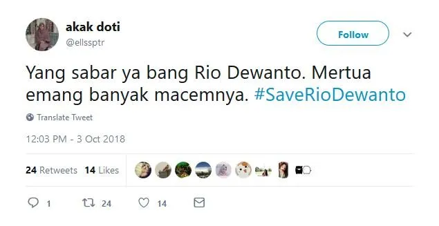 Bukan Bahas Ratna Sarumpaet, Warganet Malah Khawatir sama Menantunya. #SaveRioDewanto Jadi Viral 14