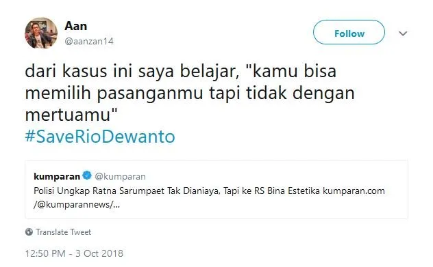 Bukan Bahas Ratna Sarumpaet, Warganet Malah Khawatir sama Menantunya. #SaveRioDewanto Jadi Viral 22
