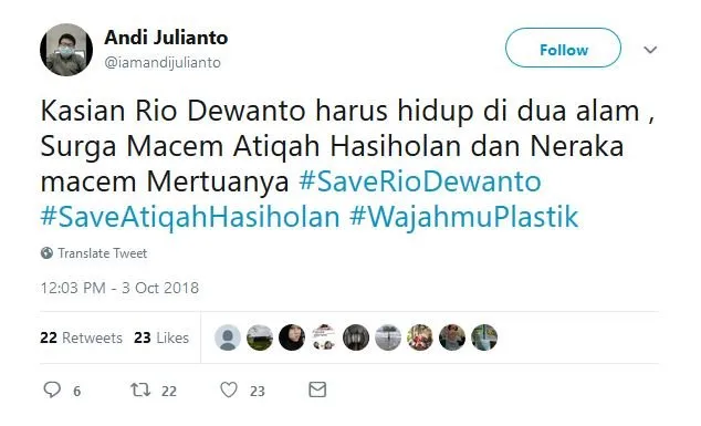Bukan Bahas Ratna Sarumpaet, Warganet Malah Khawatir sama Menantunya. #SaveRioDewanto Jadi Viral 23
