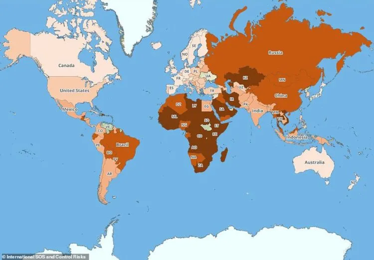 Travel Risk Map 2019, Peta Negara Paling Aman Hingga Paling Bahaya Dikunjungi di Dunia pada Tahun Depan! 6