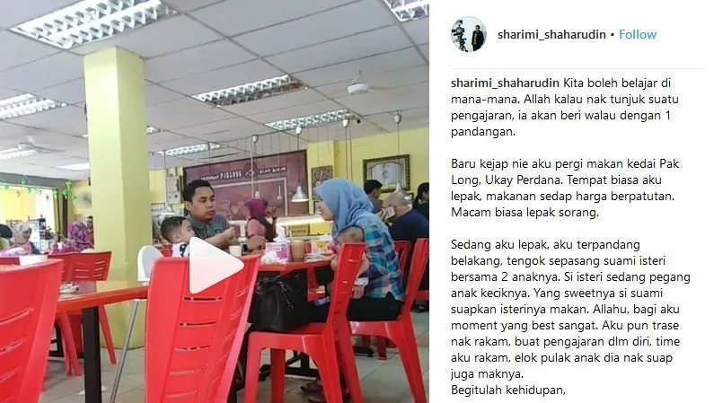 Nggak Mau Kalah Romantis dari sang Ayah, Bocah ini Juga Suapi Ibunya yang Menggendong Bayi. Gemes! 3