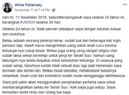 Umrahkan Pengasuhnya yang Muslim, Warganet ini Sematkan Dua