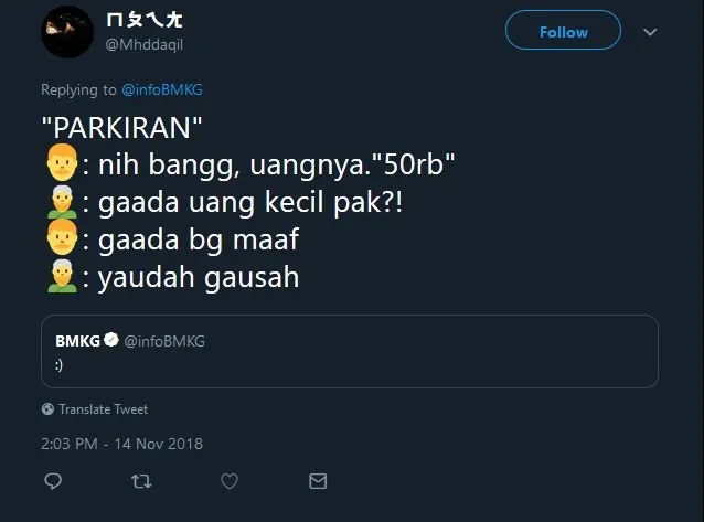 Cuitan Admin @infoBMKG ini Emang Cocok buat 13 Situasi Chat yang Tengah Dihadapi. Senyumin Aja~ 21