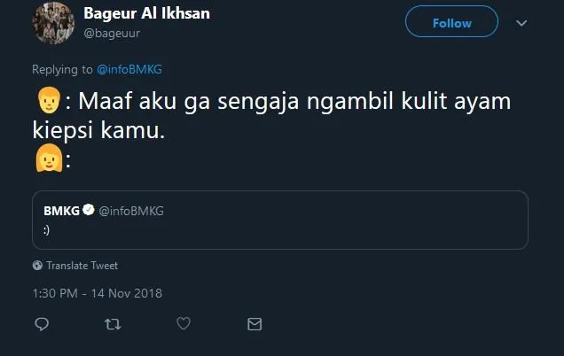 Cuitan Admin @infoBMKG ini Emang Cocok buat 13 Situasi Chat yang Tengah Dihadapi. Senyumin Aja~ 25