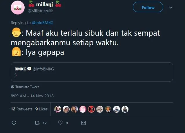 Cuitan Admin @infoBMKG ini Emang Cocok buat 13 Situasi Chat yang Tengah Dihadapi. Senyumin Aja~ 14