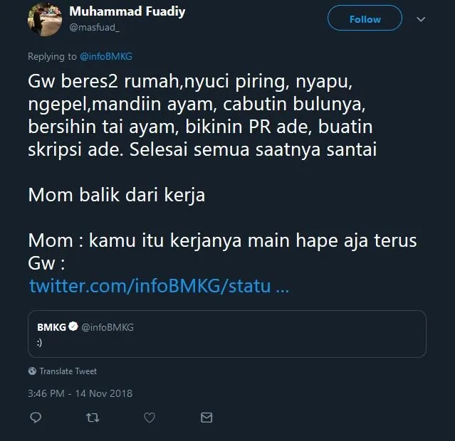 Cuitan Admin @infoBMKG ini Emang Cocok buat 13 Situasi Chat yang Tengah Dihadapi. Senyumin Aja~ 19