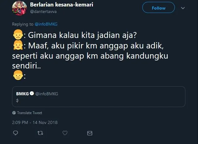 Cuitan Admin @infoBMKG ini Emang Cocok buat 13 Situasi Chat yang Tengah Dihadapi. Senyumin Aja~ 20