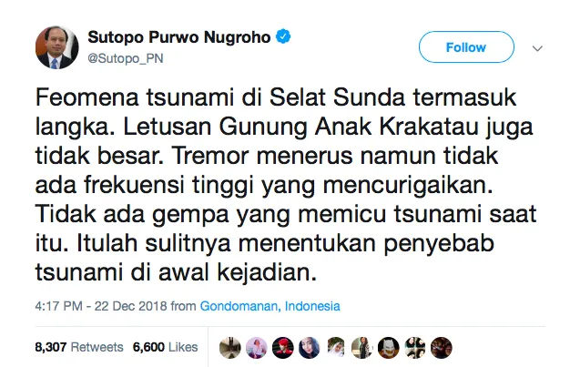 Tanpa Gempa atau Surutnya Air Laut, BMKG Pastikan Tsunami di Selat Sunda Dipicu Erupsi Anak Krakatau 6