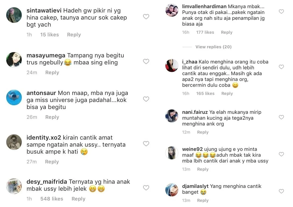 Muncul di Media, Perundung Anak Ussy Kena Bully Habis-Habisan oleh Warganet. Lah, Sama Aja dong? 3