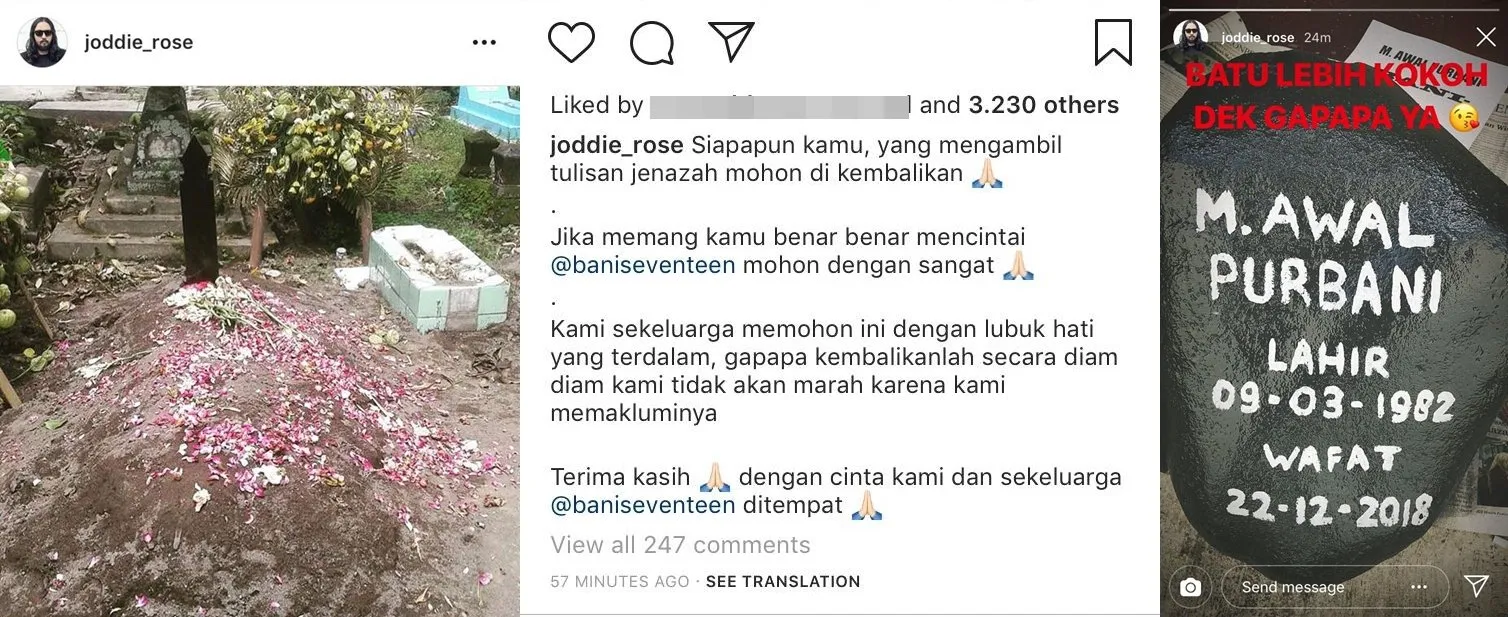 Sempat Dikabarkan Hilang, Papan Nisan Bani 'Seventeen' Ternyata Memang Sengaja Dicabut 5