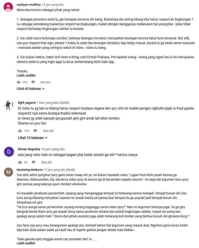 Eksplor Mayat Bunuh Diri di Aokigahara, Subscribers Kecewa Seakan Qory Gore Menjilat Ludah Sendiri 6