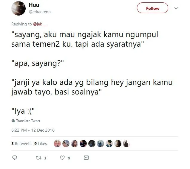 13 Syarat Kocak dari Pacar, Kalau Kamu Pengen Diajak Nongkrong Bareng Temen-Temennya. Kebiasaan Sih~ 24