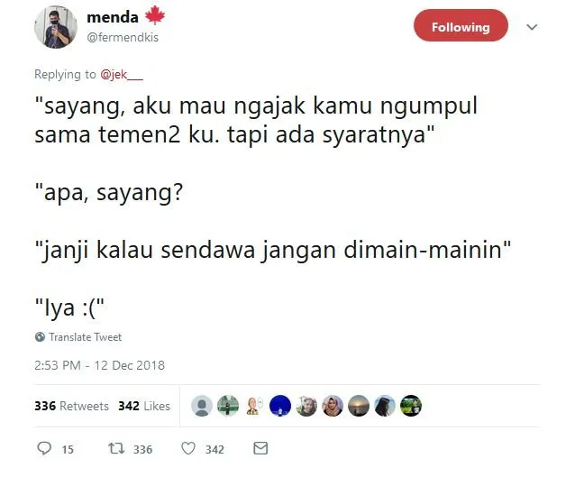 13 Syarat Kocak dari Pacar, Kalau Kamu Pengen Diajak Nongkrong Bareng Temen-Temennya. Kebiasaan Sih~ 15