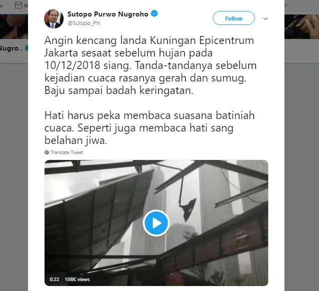9 Petuah Kocak dan Bikin Baper ala Pak Sutopo. Yang Penting sih Tetap Informatif buat Semua Orang 17
